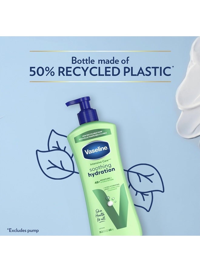 Vaseline لوشن الجسم للعناية المكثفة للبشرة الجافة - لوشن ترطيب مهدئ مصنوع من الدهون المرطبة الفائقة + 1% مستخلص الألوة فيرا لإنعاش البشرة الجافة 20.3 أونصة، عبوة من 3 - Image 4
