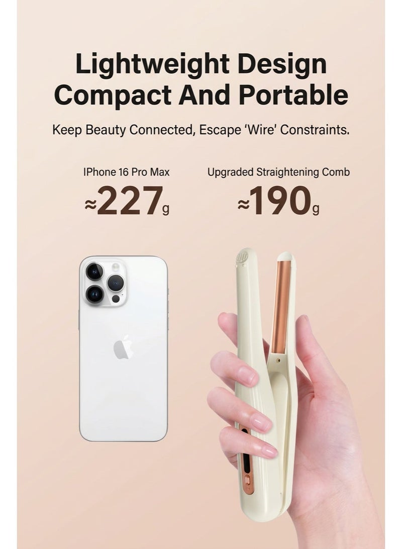Cordless Hair Straightener 2 In 1 Portable Flat Iron with 200 Million Negative Ions 4500mAh Rechargeable Curling Iron 5 Adjustable Temperatures Lightweight Mini Styling Wand for Travel Women and Men - Image 5