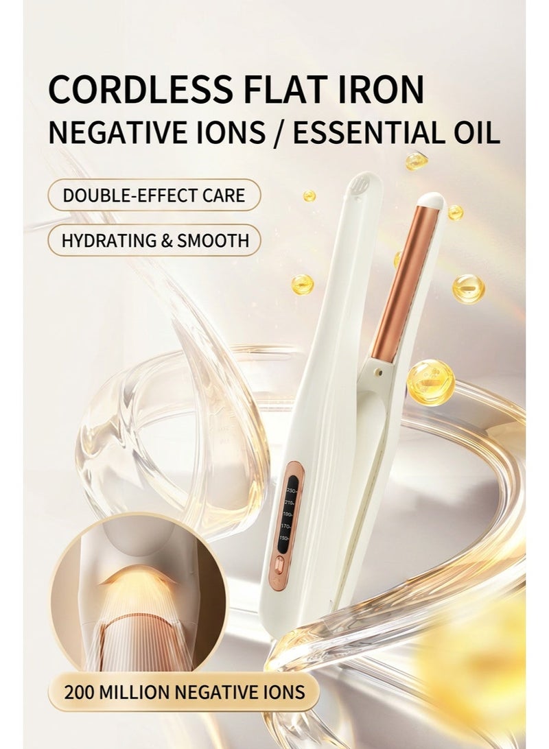 Cordless Hair Straightener 2 In 1 Portable Flat Iron with 200 Million Negative Ions 4500mAh Rechargeable Curling Iron 5 Adjustable Temperatures Lightweight Mini Styling Wand for Travel Women and Men - Image 4