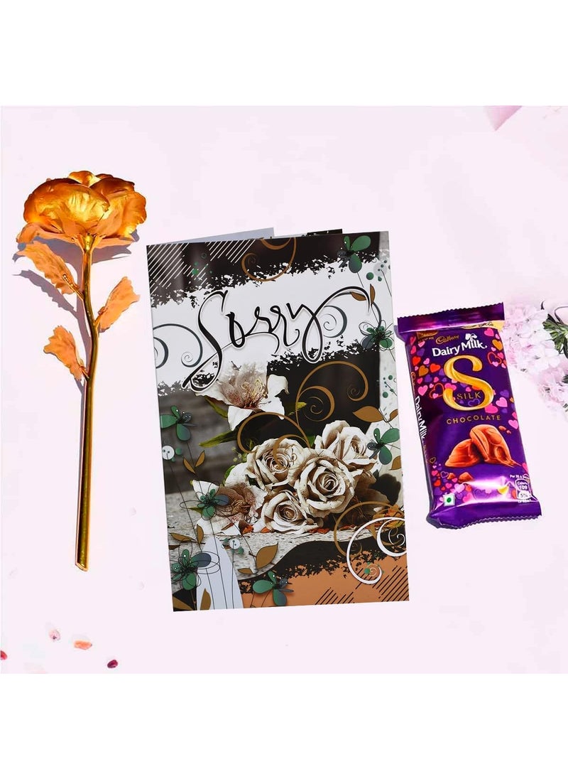 Saugat Traders Saugat Traders Apology Gifts Combo - Chocolate, Greeting Card with Golden Rose - Sorry Gift For Girlfriend - Boyfriend - Best Friend  - Image 1