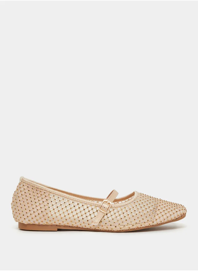 Styli Textured Woven Pointed Toe Shoes