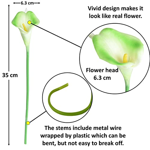 Tdas Artificial Lily Flowers Plants Home Decor Items Flower Plant for vase Living Room Hall Bedroom Decorative Decoration - 34 CM Long (Pot Not Included) (Green, 5 Pcs) - Image 4
