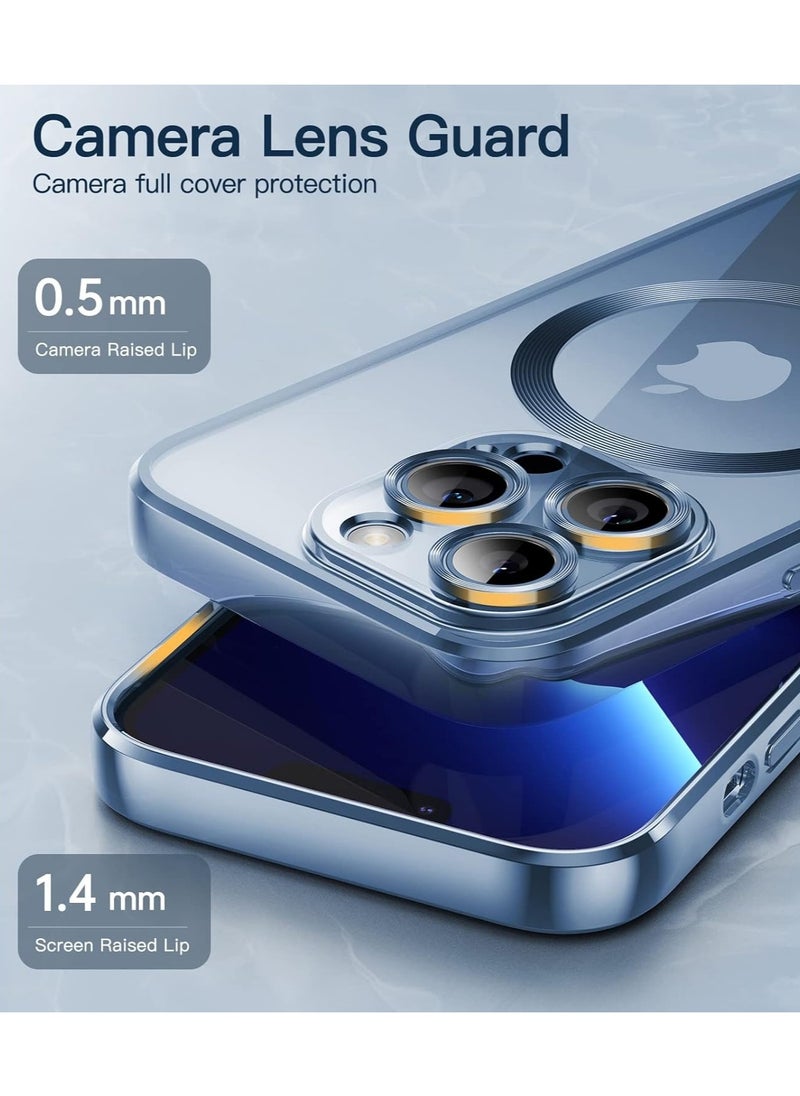 Generic - Electroplated Case for iPhone 15 Pro Max 6.7-Inch, Camera Lens Full Protection, Compatible with MagSafe Wireless Charging, Shockproof Soft TPU Phone Cover (Blue) - Image 1