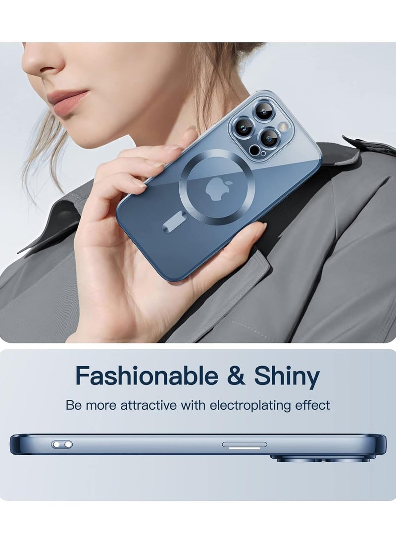 Generic - Electroplated Case for iPhone 15 Pro Max 6.7-Inch, Camera Lens Full Protection, Compatible with MagSafe Wireless Charging, Shockproof Soft TPU Phone Cover (Blue) - Image 1