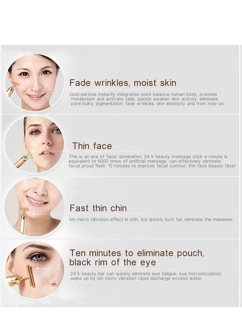 Loquat T-Shaped 24K Gold Massager - Electric Vibration Skin Care Tool for Anti-Wrinkle - Image 4