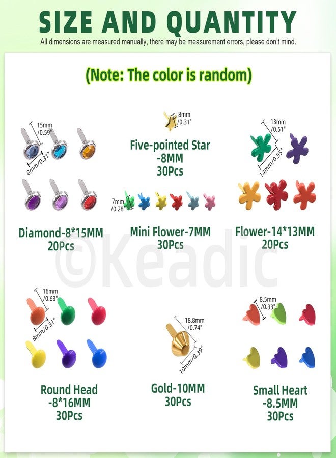 Keadic 491Pcs Metal Paper Fasteners Brads and Single Hole Metal Punch Pliers Assortment Set, Multi Color Mini Split Pins Pastel Brads with Washers for Crafting Scrapbooking DIY Supplies - Image 3