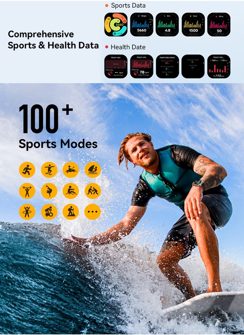 KIESLECT - Smart Watch Kr2 (Answer/Make Calls) for Men Women,1.43" FHD AMOLED Screen with AOD,24/7 Blood Oxygen SpO2 Heart Rate Monitor,100 Sports Modes,IP68 Waterproof,Compatible with Android iOS,Black - Image 1