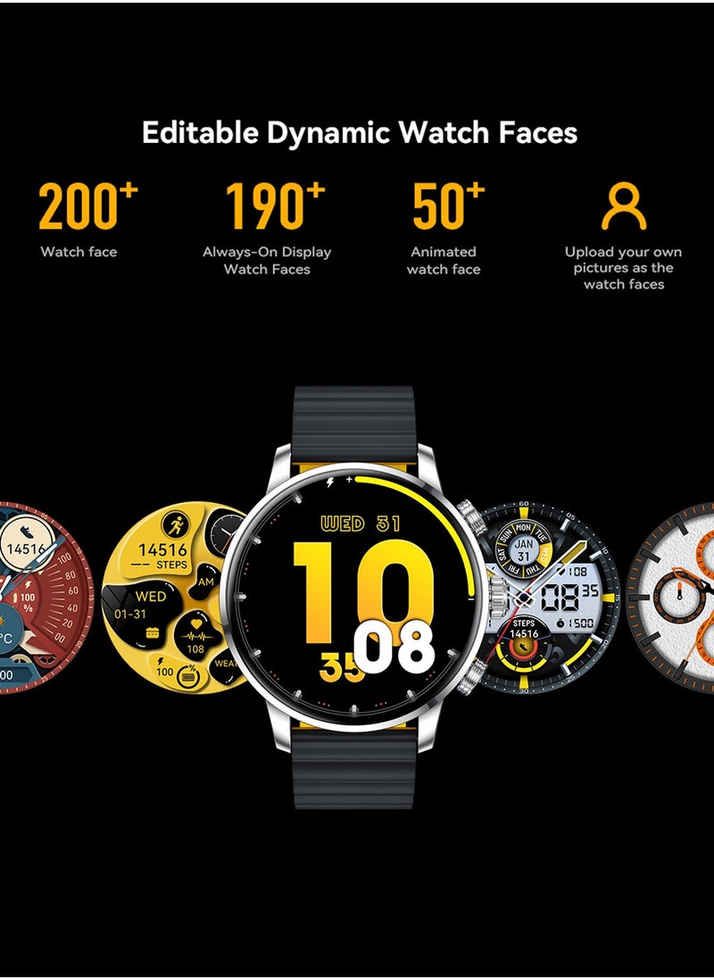 KIESLECT - Smart Watch Kr2 (Answer/Make Calls) for Men Women,1.43" FHD AMOLED Screen with AOD,24/7 Blood Oxygen SpO2 Heart Rate Monitor,100 Sports Modes,IP68 Waterproof,Compatible with Android iOS,Black - Image 1