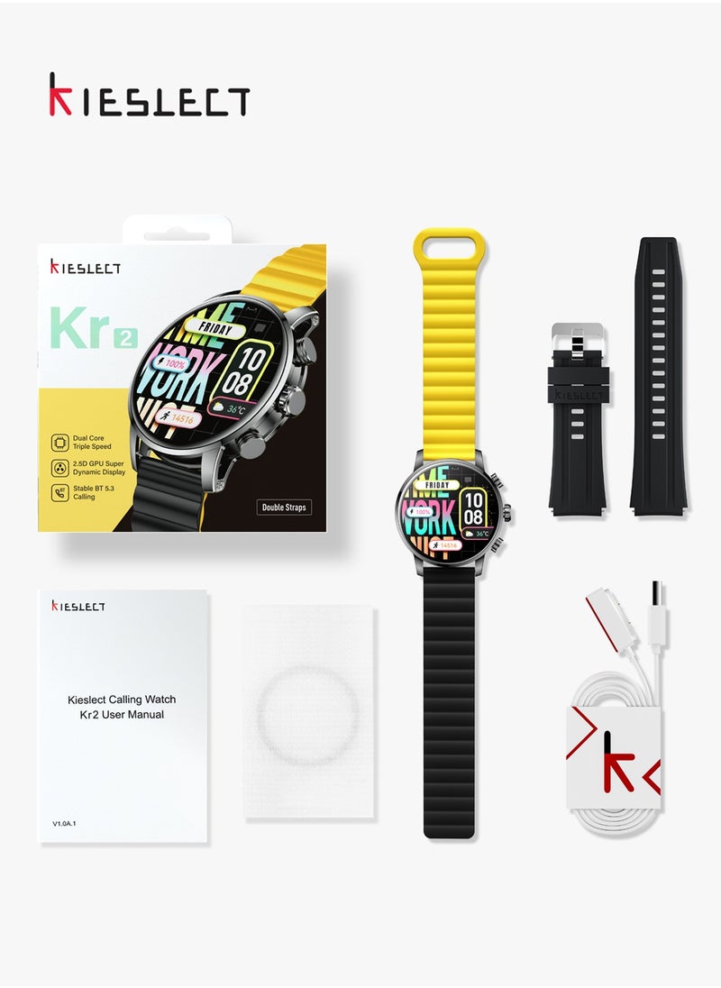 KIESLECT - Smart Watch Kr2 (Answer/Make Calls) for Men Women,1.43" FHD AMOLED Screen with AOD,24/7 Blood Oxygen SpO2 Heart Rate Monitor,100 Sports Modes,IP68 Waterproof,Compatible with Android iOS,Black - Image 1