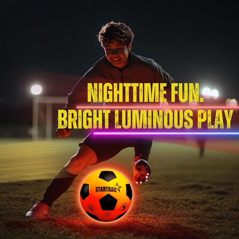 TOMLEON Light Up Soccer Ball, Glow in The Dark Ball NO 5, Soccer Gifts for Boys 8-12, 12-14 Year Old, Kids & Teens Gift Ideas, Sports Toys for Boy & Girl Ages 8 9 10 11 12 13 14 15, Glowing Outdoor Activity - Image 2