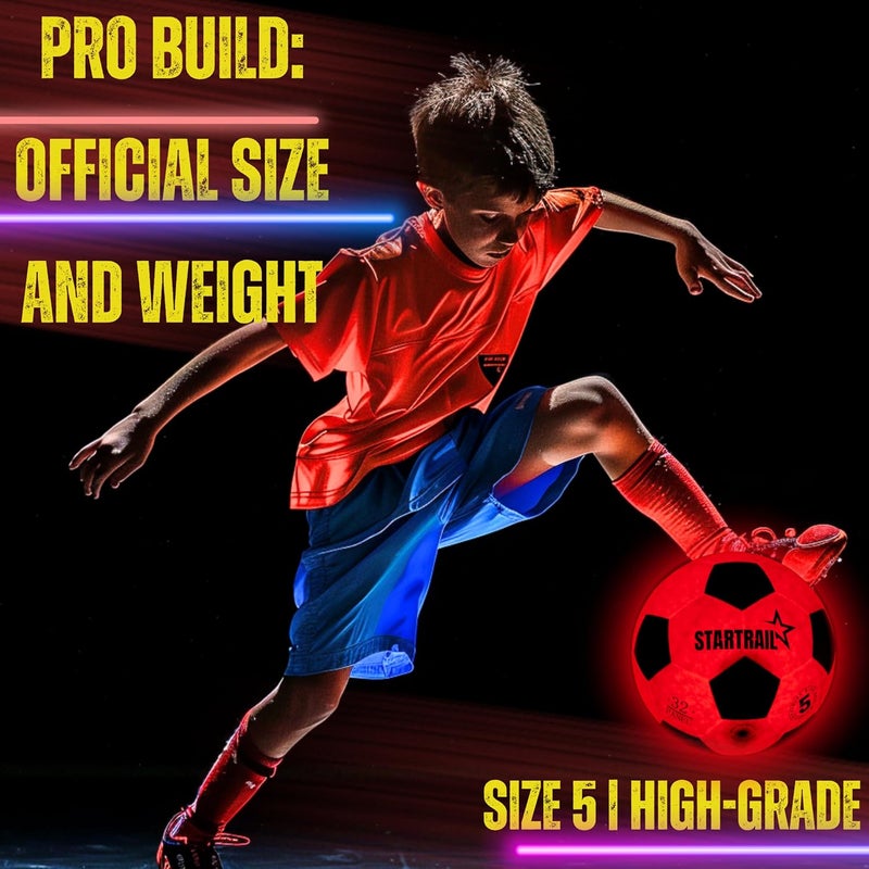 TOMLEON Light Up Soccer Ball, Glow in The Dark Ball NO 5, Soccer Gifts for Boys 8-12, 12-14 Year Old, Kids & Teens Gift Ideas, Sports Toys for Boy & Girl Ages 8 9 10 11 12 13 14 15, Glowing Outdoor Activity - Image 4