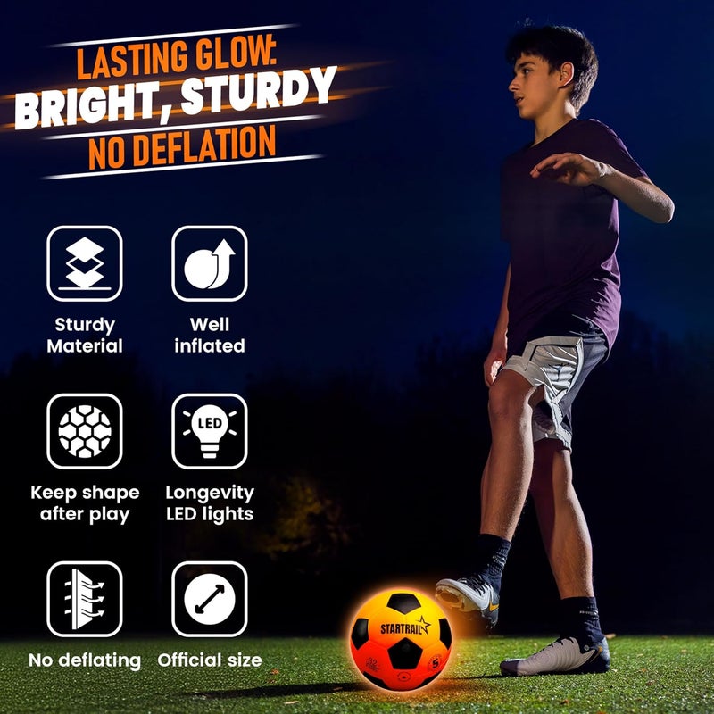 TOMLEON Light Up Soccer Ball, Glow in The Dark Ball NO 5, Soccer Gifts for Boys 8-12, 12-14 Year Old, Kids & Teens Gift Ideas, Sports Toys for Boy & Girl Ages 8 9 10 11 12 13 14 15, Glowing Outdoor Activity - Image 5