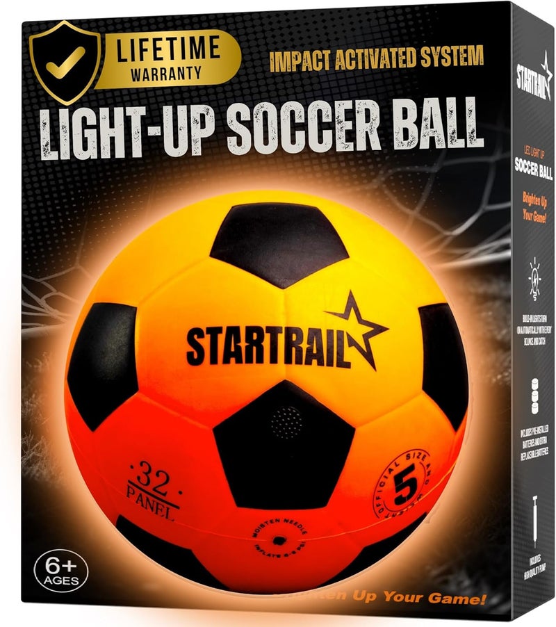 TOMLEON Light Up Soccer Ball, Glow in The Dark Ball NO 5, Soccer Gifts for Boys 8-12, 12-14 Year Old, Kids & Teens Gift Ideas, Sports Toys for Boy & Girl Ages 8 9 10 11 12 13 14 15, Glowing Outdoor Activity - Image 1