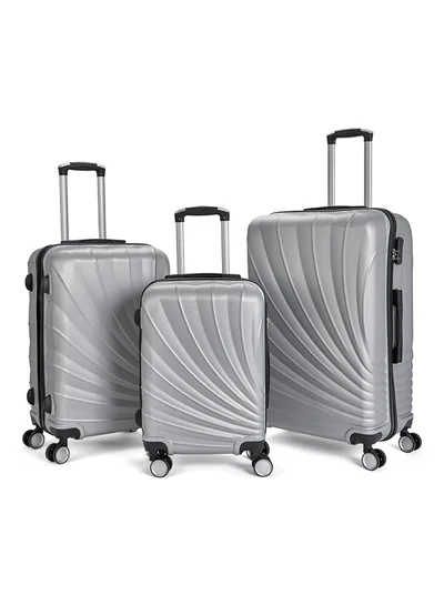 LIMRA Travel Bags From limra it consists of 3 luggage bags with a modern design and a solid silver color
