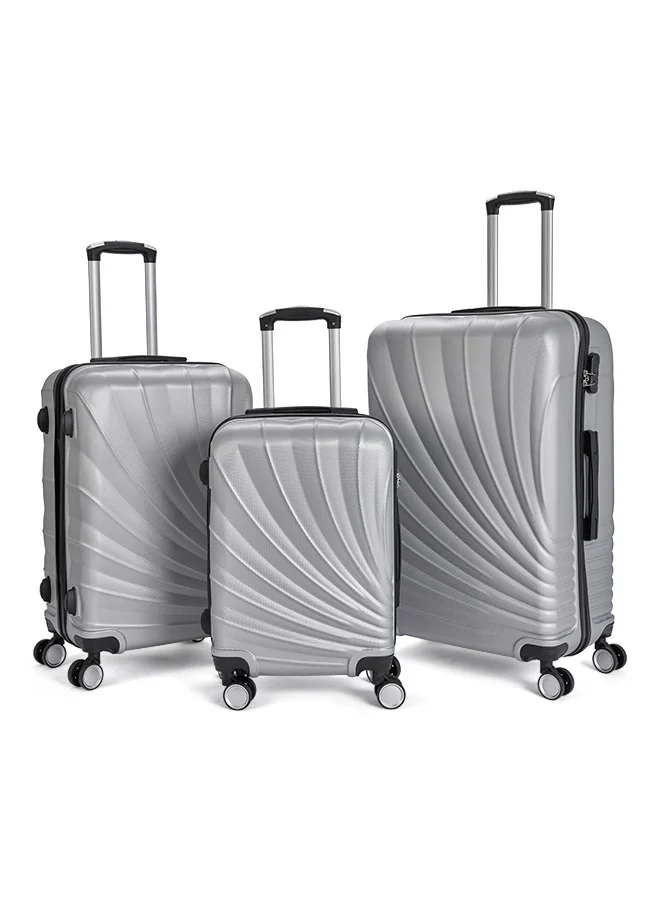 LIMRA Travel Bags From limra it consists of 3 luggage bags with a modern design and a solid silver color