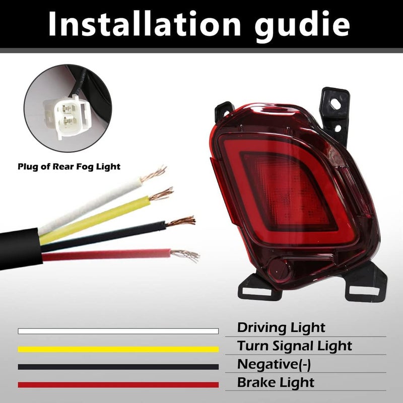 VGETTING Rear Bumper Reflector Lights for Toyota Highlander 2015-2019 - LED Tail Light and Brake Light Replacement - Image 4