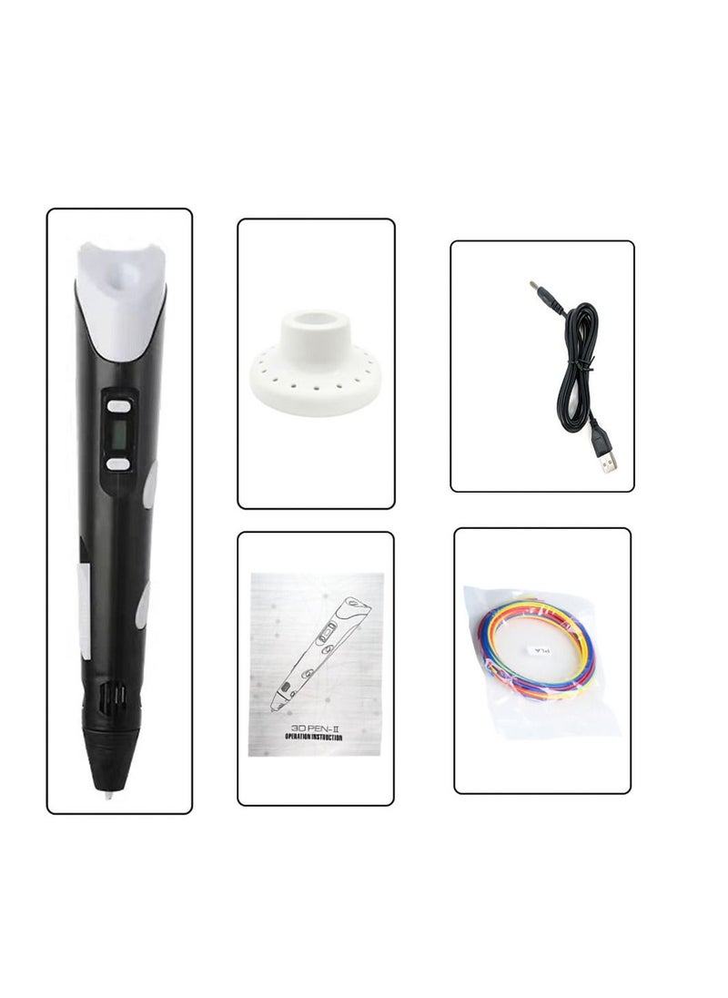 مس تيارا - قلم طباعة ثلاثي الأبعاد مع سرعة ودرجة حرارة قابلة للتعديل (قابس USB) أسود - Image 1