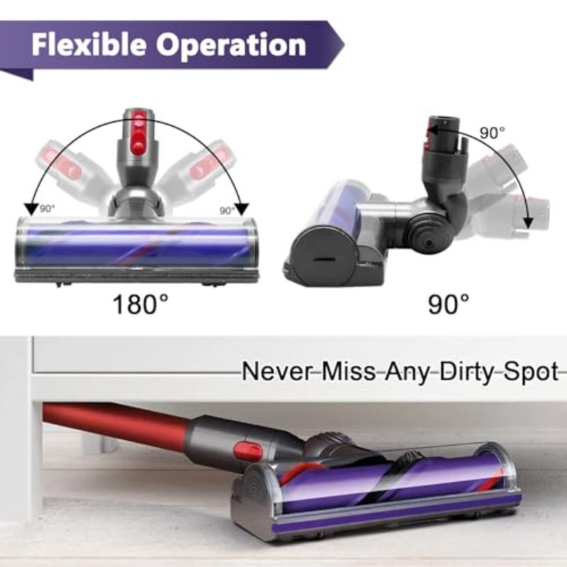 Hardwood floor and carpet cleaning attachment: nylon bristle roller brush, black, quick-release motorhead design for easy maintenance - Image 2