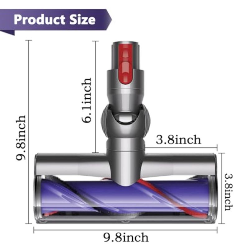 Hardwood floor and carpet cleaning attachment: nylon bristle roller brush, black, quick-release motorhead design for easy maintenance - Image 3