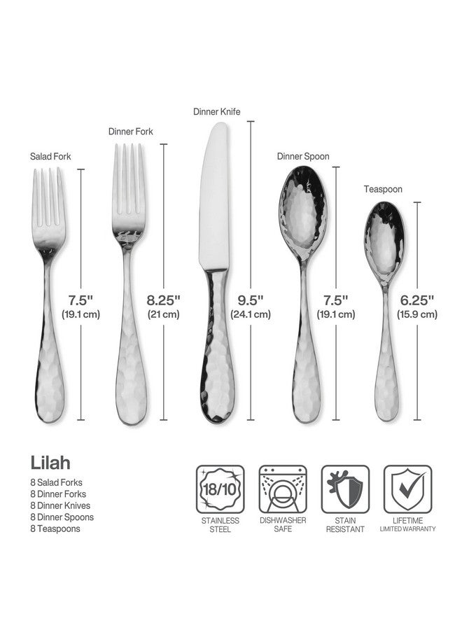 Mikasa Mikasa, Lilah Flatware Service for 8, 45 Piece Set, 18/10 Stainless Steel, Silverware Set with Serving Utensils  - Image 2