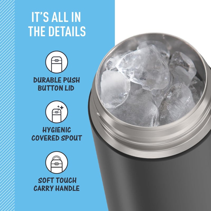 THERMOS FUNTAINER 16 Ounce Stainless Steel Vacuum Insulated Bottle with Wide Spout Lid, Black Matte - Image 4