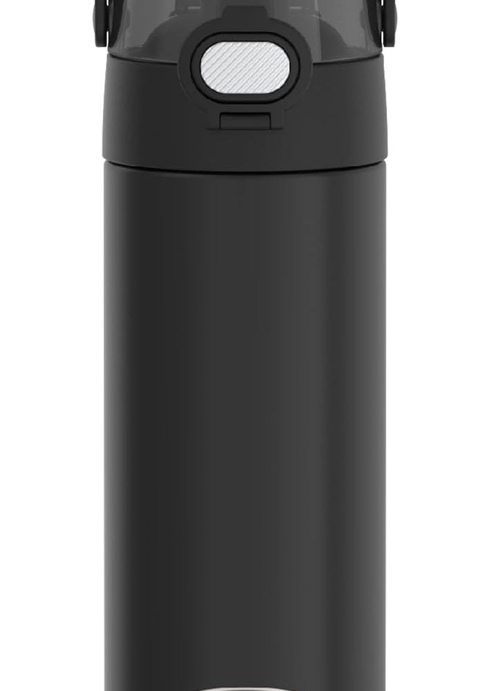 THERMOS FUNTAINER 16 Ounce Stainless Steel Vacuum Insulated Bottle with Wide Spout Lid, Black Matte - Image 1