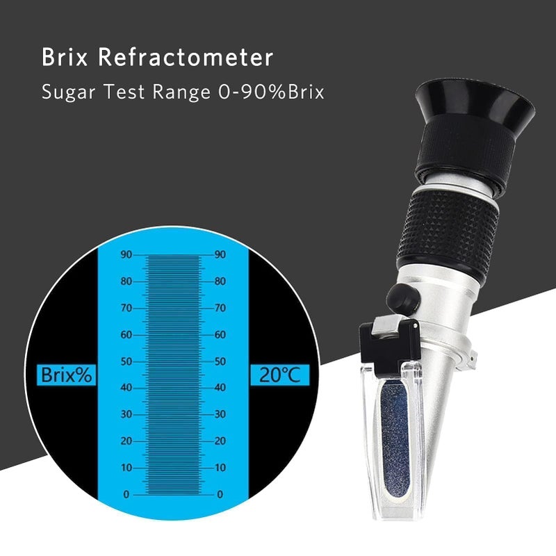 Agatige 0-90% Brix Meter Refractometer, Handheld Brix Sugar Measurement Meter with Automatic Temperature Compensation, Wine Extractor Tester Machine for Fruit, Beverages, Juice, Honey - Image 3