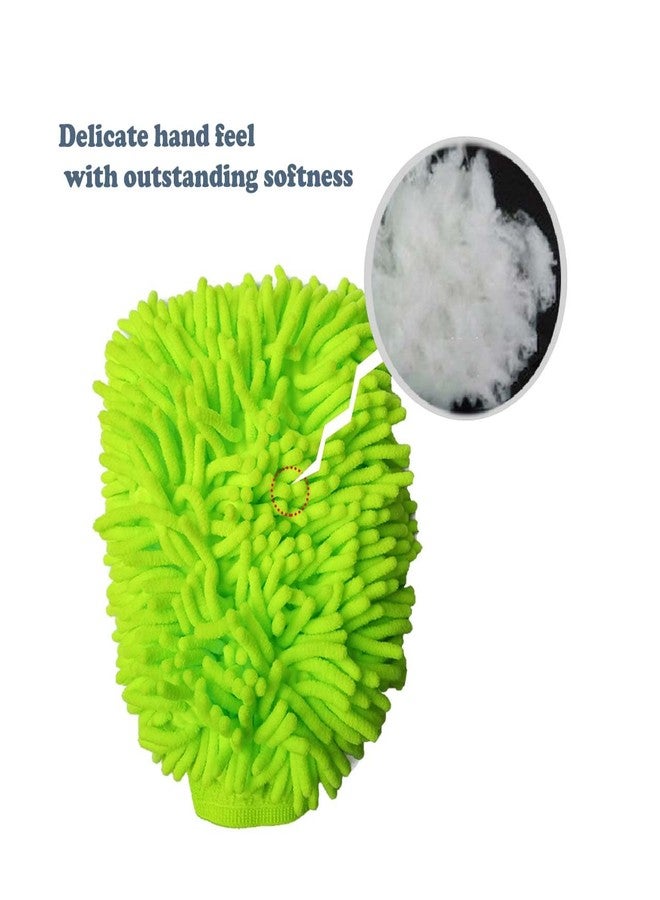 HeGangLy 2 Pack Car Wash Mitt Microfiber Chenille Car Wash Mitt Scratch Free for Cars Cleaning,Home Cleaning Mitts(Green/Blue). - Image 3