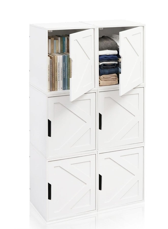 Fasmov Stackable Cube Storage Organizer, Multifunctional Wood Cubby Bookshelf with Door, Easy Assembly DIY Storage Bin, Durable Classic Storage Unit for Bedroom Living Room Office, White - Image 4