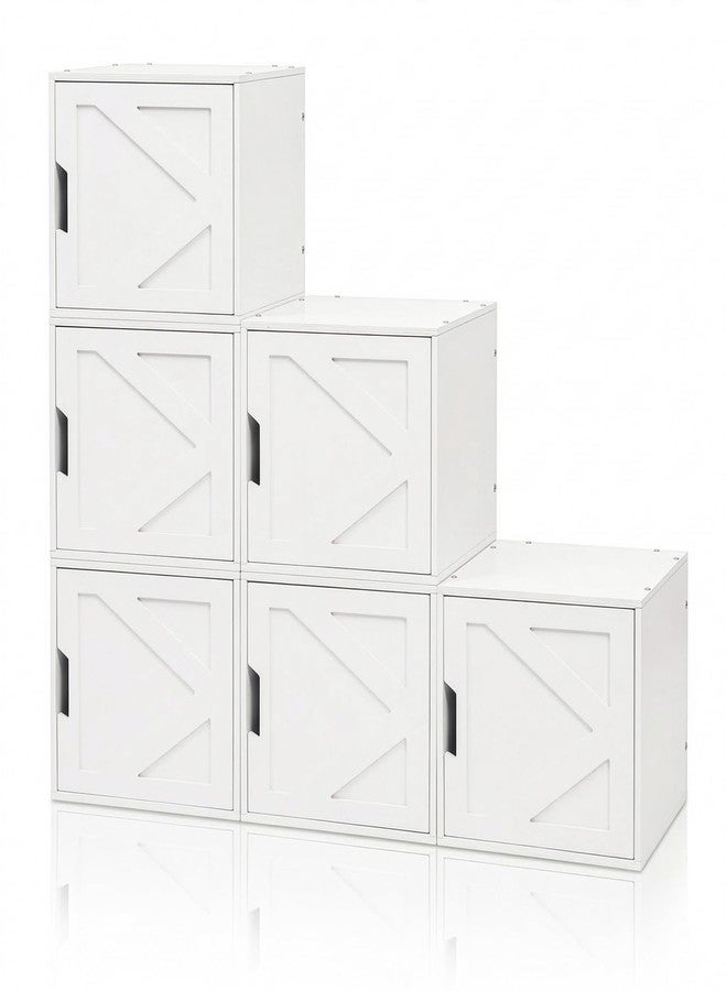 Fasmov Stackable Cube Storage Organizer, Multifunctional Wood Cubby Bookshelf with Door, Easy Assembly DIY Storage Bin, Durable Classic Storage Unit for Bedroom Living Room Office, White - Image 5