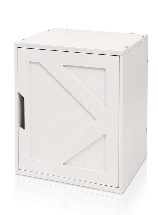 Fasmov Stackable Cube Storage Organizer, Multifunctional Wood Cubby Bookshelf with Door, Easy Assembly DIY Storage Bin, Durable Classic Storage Unit for Bedroom Living Room Office, White - Image 1