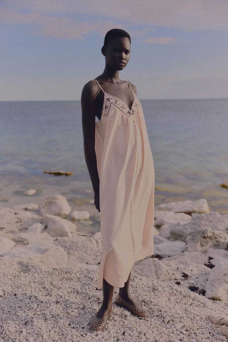 H&M Broderie anglaise tie-strap dress