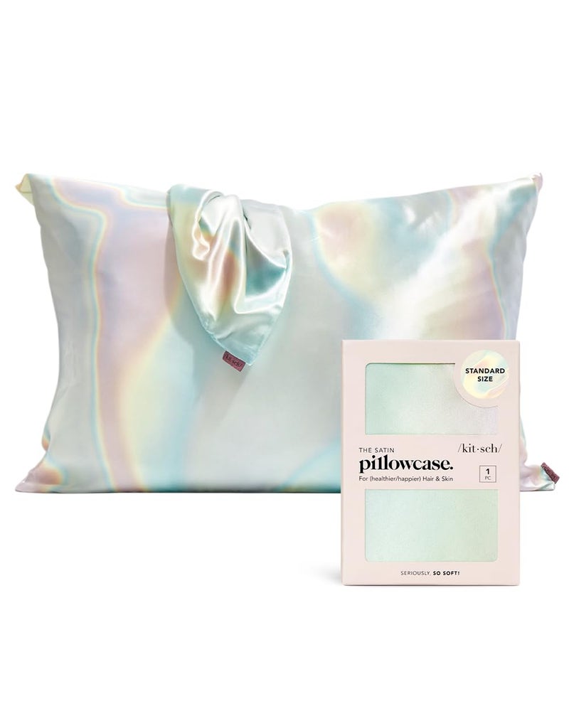 Kitsch غطاء وسادة ساتان كيتش مع سحاب للشعر والبشرة، أنعم من أغطية الوسائد الحريرية، خالي من التجاعيد، أغطية وسائد ساتان ناعمة وباردة، حجم قياسي 19"x26"، هدية عيد الحب لها - أورا - Image 1