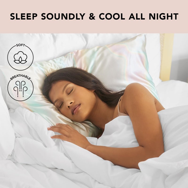 Kitsch غطاء وسادة ساتان كيتش مع سحاب للشعر والبشرة، أنعم من أغطية الوسائد الحريرية، خالي من التجاعيد، أغطية وسائد ساتان ناعمة وباردة، حجم قياسي 19"x26"، هدية عيد الحب لها - أورا - Image 4