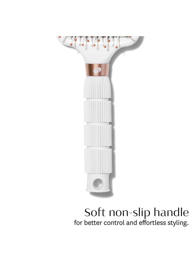 T3 Smooth Paddle Brush | Cushioned Body and Wide Flat Base for Gentle Styling | Heat Resistant Bristles