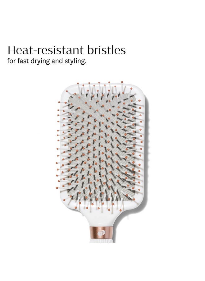 T3 Smooth Paddle Brush | Cushioned Body and Wide Flat Base for Gentle Styling | Heat Resistant Bristles