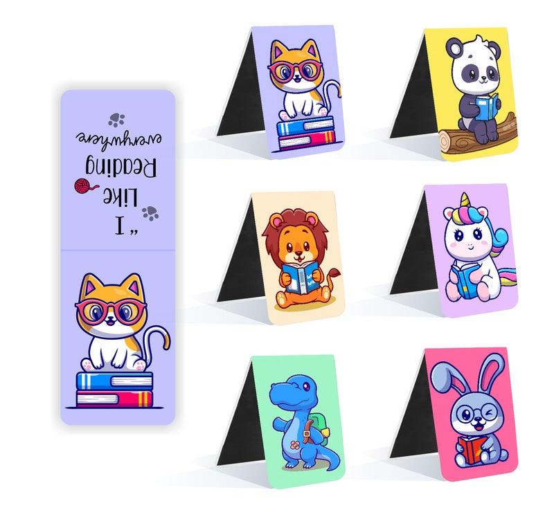 TOWNBUS Cute Animal Magnetic Bookmarks | Page Markers for Book Lovers | Kids | Best Gift Magnetic Clips with Lovely Quotes - Image 5