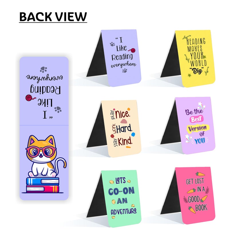 TOWNBUS Cute Animal Magnetic Bookmarks | Page Markers for Book Lovers | Kids | Best Gift Magnetic Clips with Lovely Quotes - Image 2