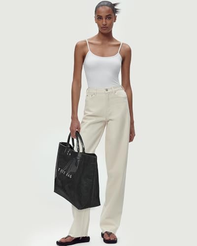 Lushandy PVC Tote Bag for Women Large Plastic Tote Bag for Work Letter Print Hobo bag Kraft Paper Work Handbags Purses - Image 2