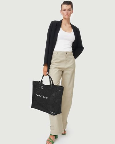Lushandy PVC Tote Bag for Women Large Plastic Tote Bag for Work Letter Print Hobo bag Kraft Paper Work Handbags Purses - Image 3
