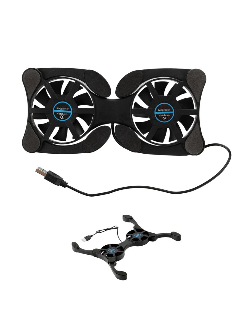 ACYYH Portable folding radiator, Laptop Cooling Pad, Dual Fan USB Powered, Foldable Design, Black - Image 1