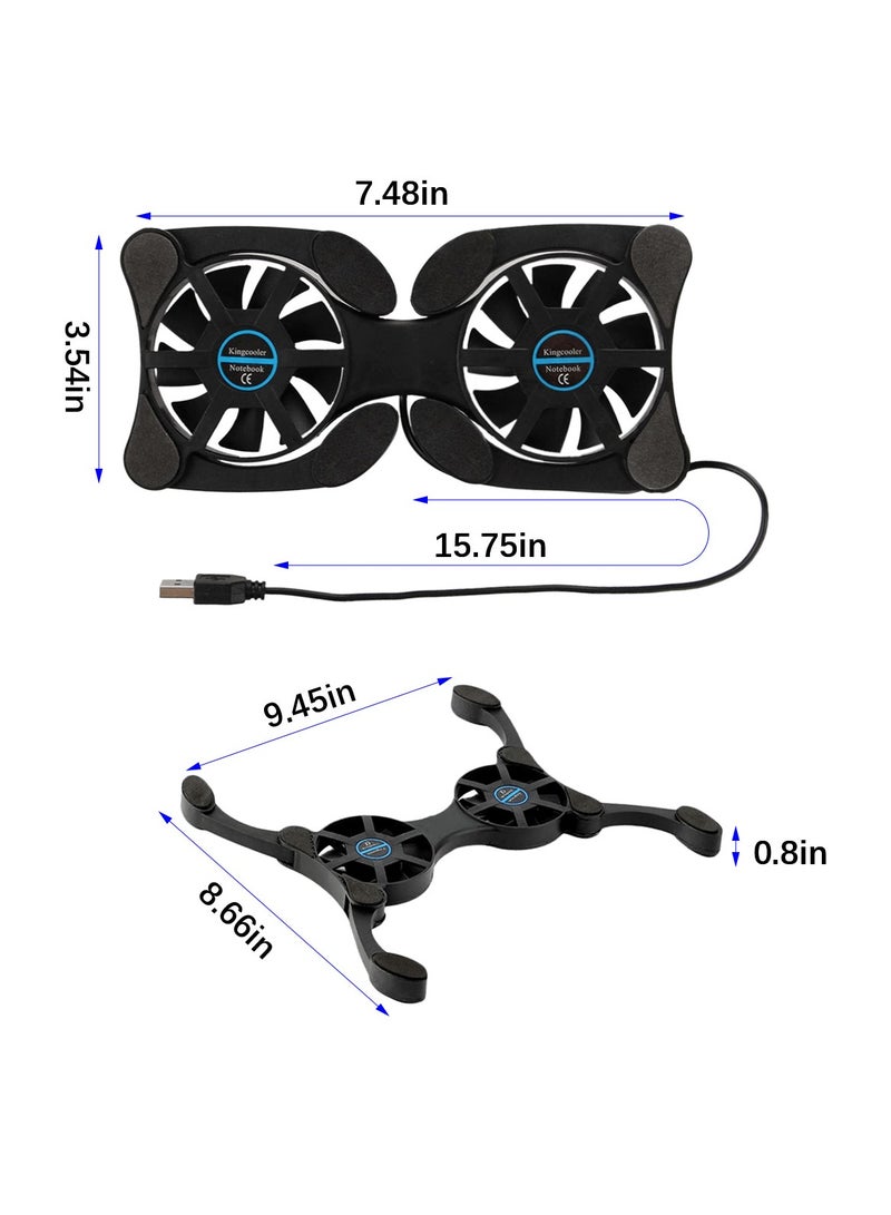 ACYYH Portable folding radiator, Laptop Cooling Pad, Dual Fan USB Powered, Foldable Design, Black - Image 2