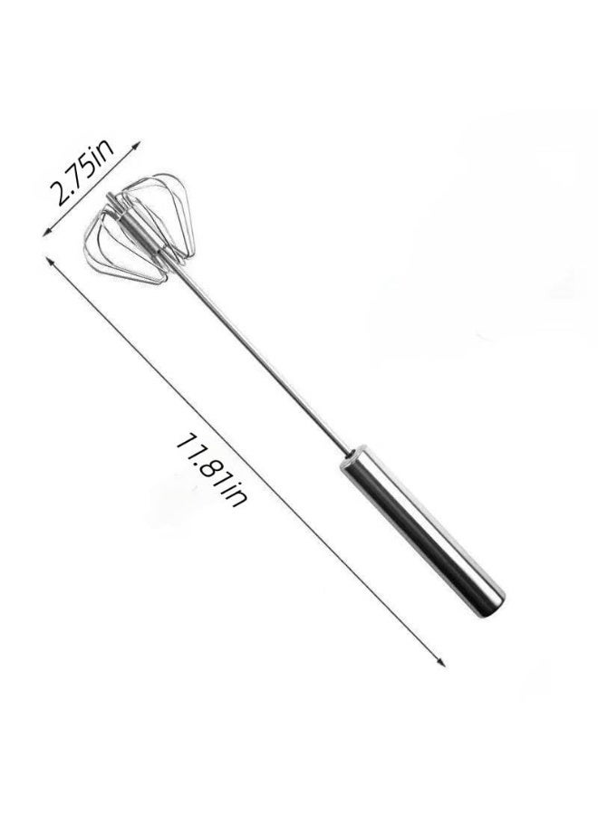 Stainless Steel Semi-Automatic Whisk, 10.2in, Kitchen Egg Beater for Cooking & Baking - Image 2