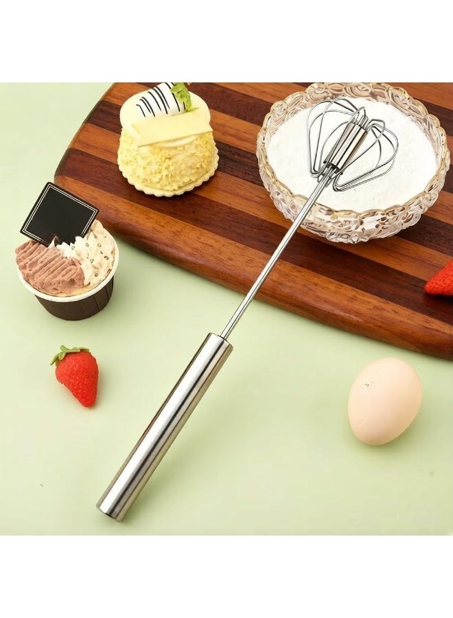 Stainless Steel Semi-Automatic Whisk, 10.2in, Kitchen Egg Beater for Cooking & Baking - Image 3
