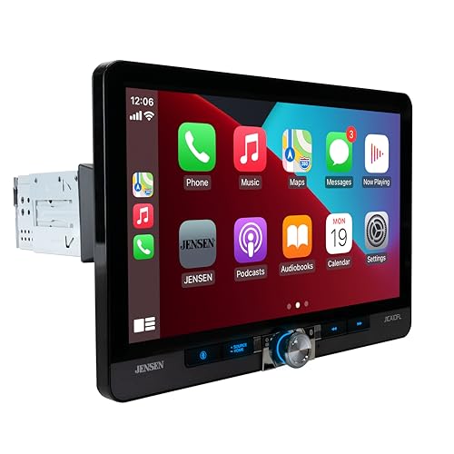 JENSEN J1CA10FL 10.1-inch Certified Apple CarPlay Android Auto Wired or Wireless | Single DIN & Double DIN Touchscreen Car Stereo Radio | Bluetooth | Front & Rear Camera Inputs | USB Playback & Charge - Image 1