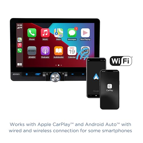 JENSEN J1CA10FL 10.1-inch Certified Apple CarPlay Android Auto Wired or Wireless | Single DIN & Double DIN Touchscreen Car Stereo Radio | Bluetooth | Front & Rear Camera Inputs | USB Playback & Charge - Image 5