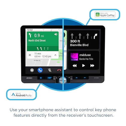 JENSEN J1CA10FL 10.1-inch Certified Apple CarPlay Android Auto Wired or Wireless | Single DIN & Double DIN Touchscreen Car Stereo Radio | Bluetooth | Front & Rear Camera Inputs | USB Playback & Charge - Image 4