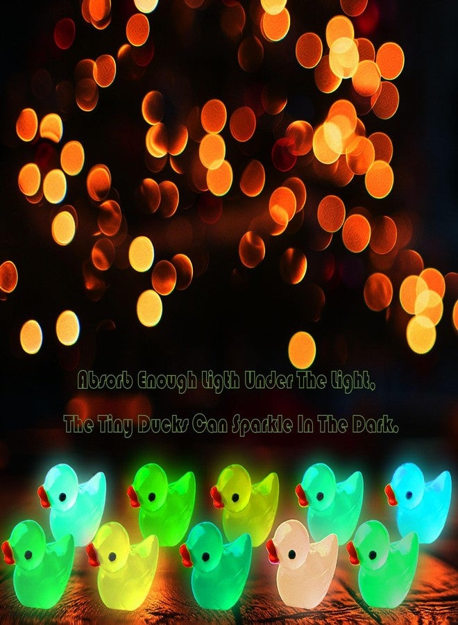 Kuanfine 60 Pcs Tiny Duck Figures Glow in The Dark Mini Resin Duck Luminous Miniature Ducks Bead for Garden Landscape Aquarium Decoration(Luminous) - Image 5