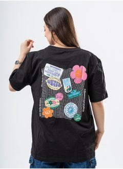 Arafa Black Cotton Oversized T-shirt with an outstanding vibrant print on the back  - Image 2