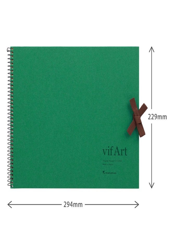 Maruman كتاب فنون مائية مارومان فيفارت - ورق مائي متوسط الجودة، أبيض طبيعي، F3، 9.02" × 11.57"، 15 ورقة/ 30 صفحة، دفتر رسم ذو غلاف معزز للفنون المائية والوسائط المختلطة، أخضر - Image 3